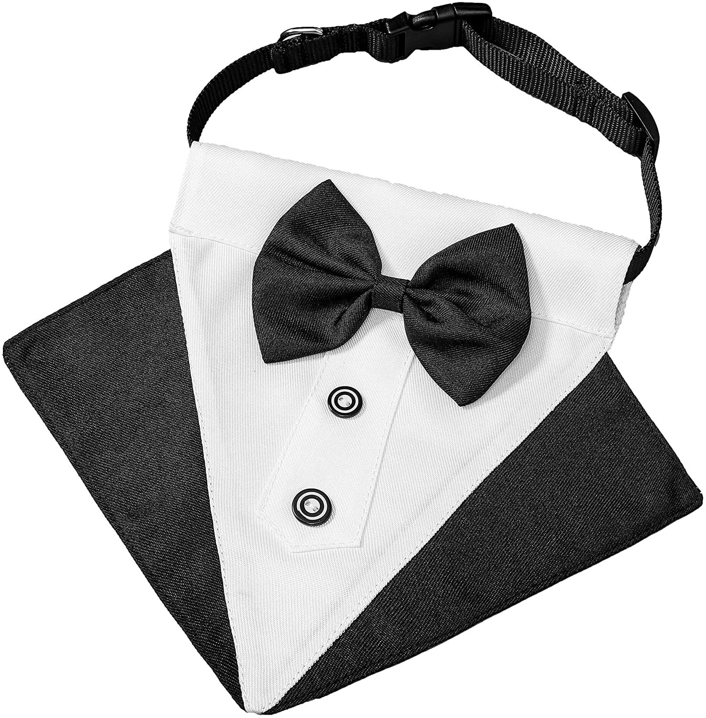 Stylish Formal Dog Tuxedo Bandana Collar with Bow Tie - Adjustable for Large Dogs
