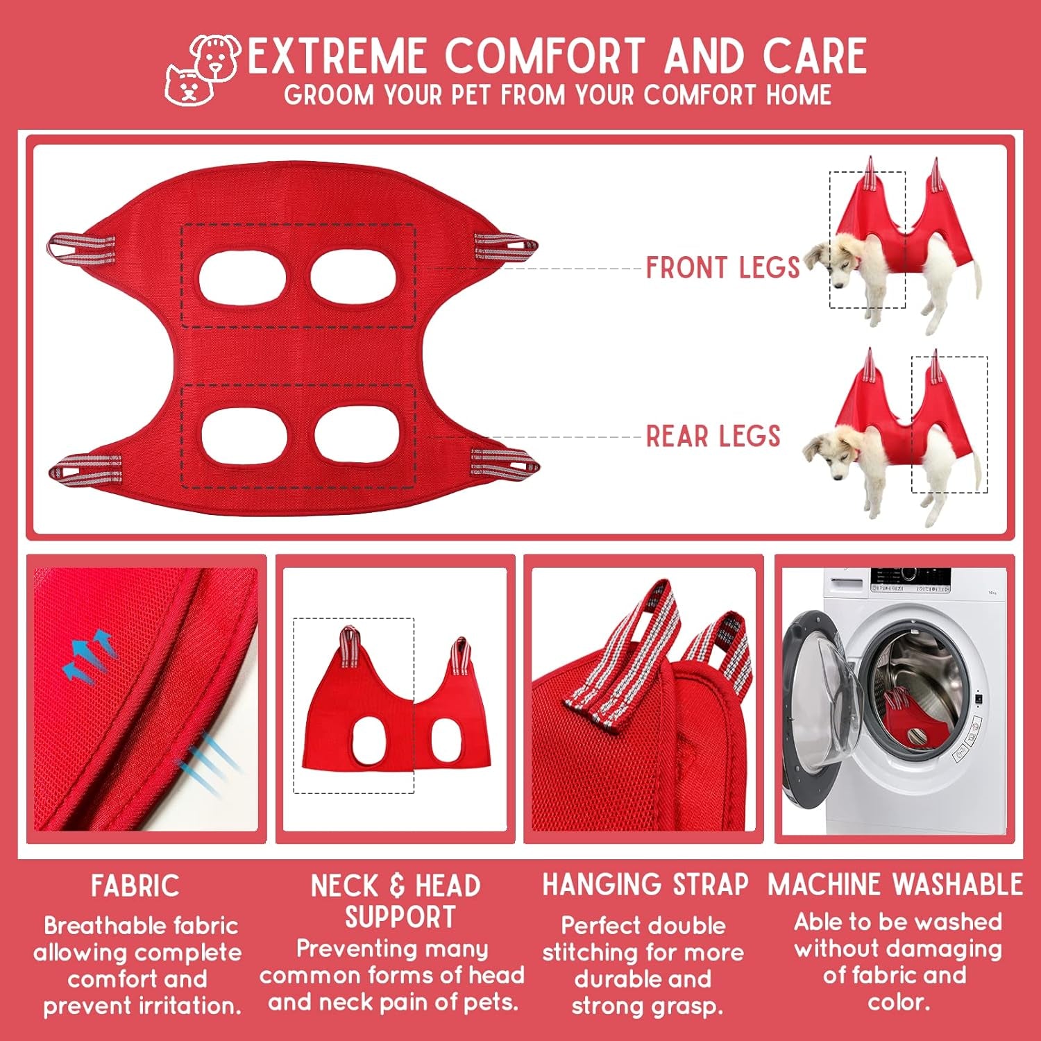 Ultimate 10-in-1 Cat & Dog Grooming Hammock with Nail Clippers, Comb & Pet Sling Restraint for Stress-Free Bathing & Nail Care - Perfect for Small Pets