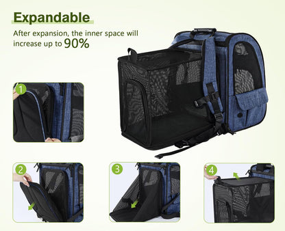 Ultimate Expandable Pet Carrier Backpack for Small Dogs and Cats - Perfect for Hiking, Travel, and Outdoor Adventures!