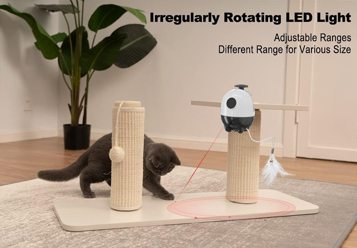 Interactive 2-in-1 Cat Toy Set - Automatic Laser & Feather Chaser with Extra Replacements for Endless Fun and Exercise!